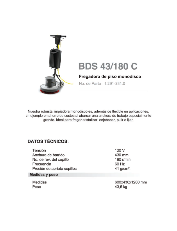 Fregadora de pisos monodisco