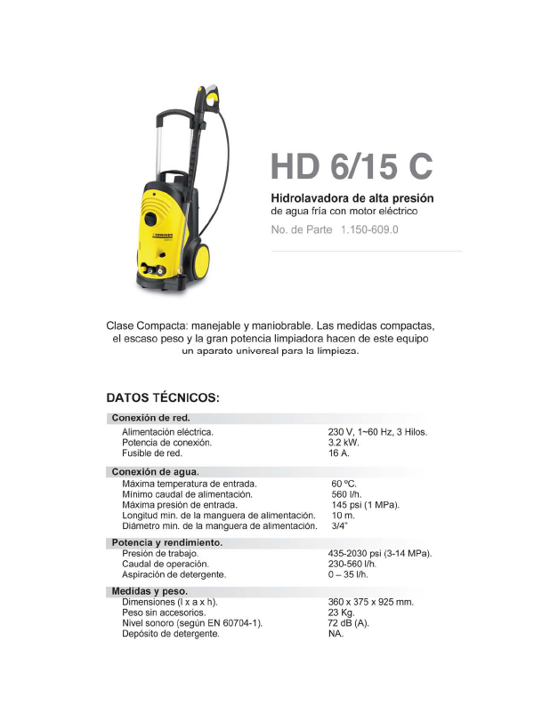 Hidro lavadora de alta presión de agua caliente con motor eléctrico