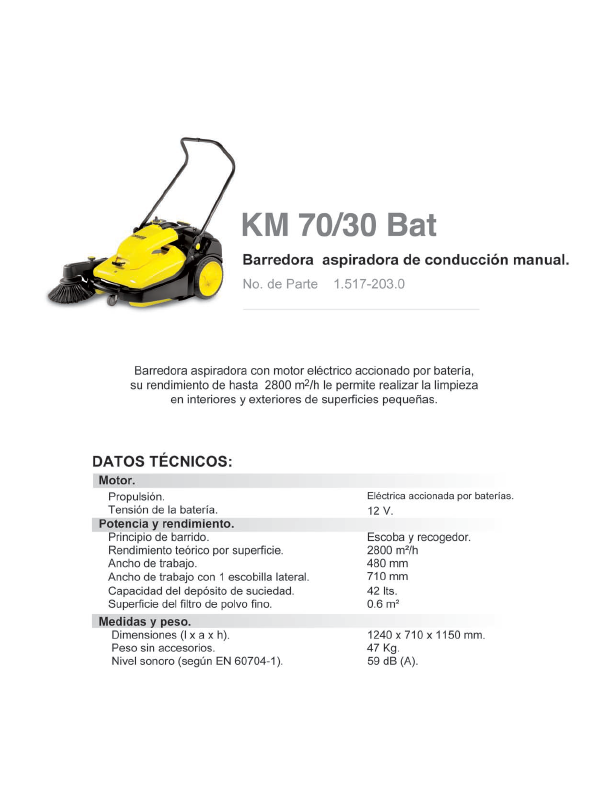 Barredora aspiradora de conducción manual