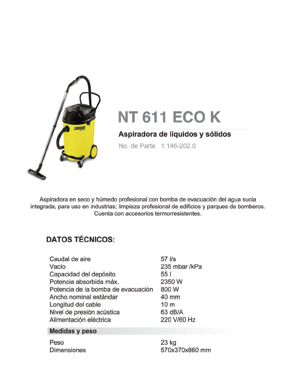 Aspiradora de liquidos y solidos