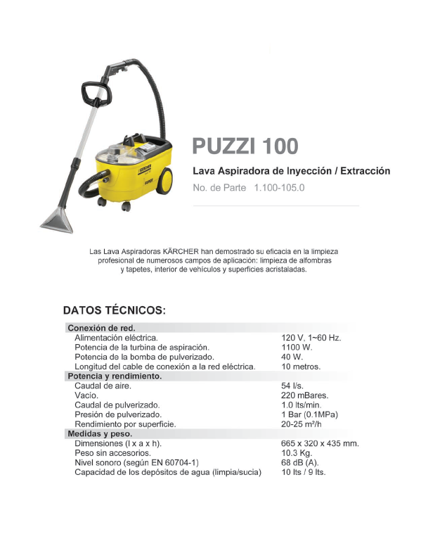Lava aspiradora de inyección extracción